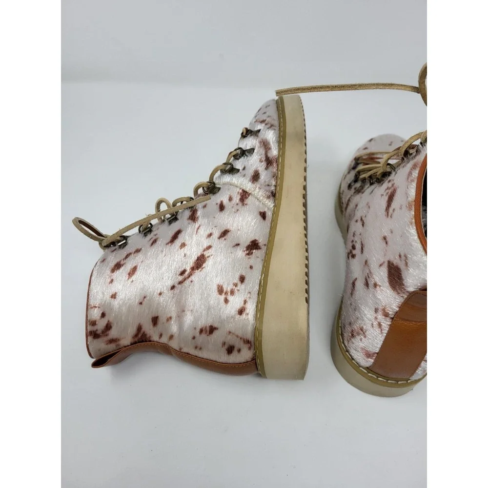 Free People Farylrobin Joplin Vegan Cowhide Leather Lace Up Ankle Boots‎ Size 7